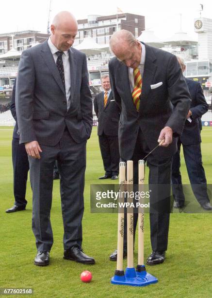 Prince Philip, Duke of Edinburgh opens the new Warner Stand at Lord's Cricket Ground on May 3, 2017 in London, England. The Duke of Edinburgh is an...