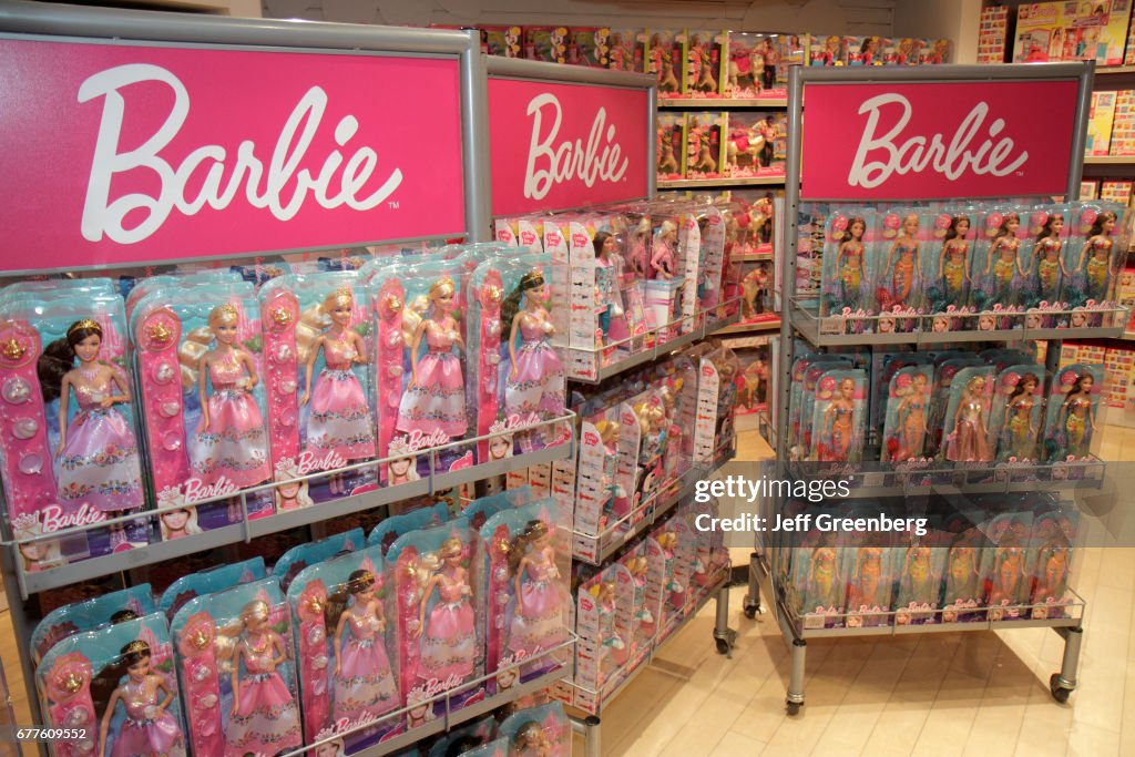 A Barbie retail display inside Toys R Us, Times Square.