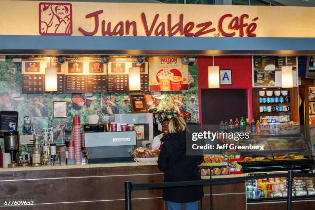 The counter at Juan Valdez Caf_ in John F. Kennedy International Airport.