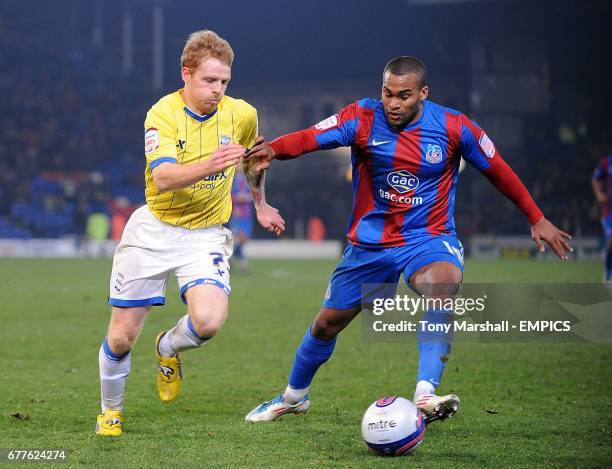 Crystal Palace's Jermaine Easter and Birmingham City's Chris Burke battle for the ball