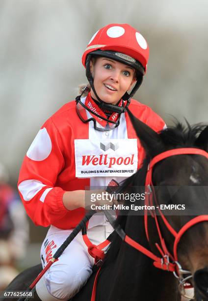 Jockey Leonna Mayor after winning The totepool Maiden Fillies' Stakes onboard Community