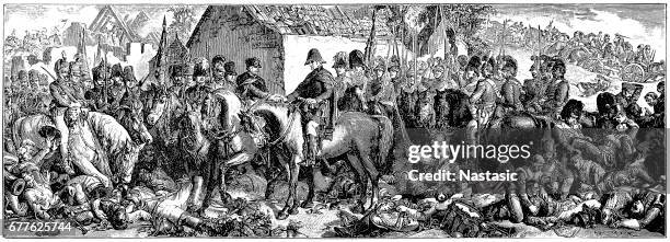 daniel maclise "wellington and blucher" battle waterloo - daniel maclise stock illustrations