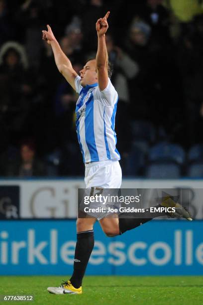Huddersfield Town's Jordan Rhodes celebrates his goal