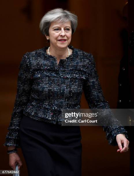 Prime Minister Theresa May leaves Downing Street for Buckingham Palace on May 3, 2017 in London, England. The Prime Minister will visit The Queen at...