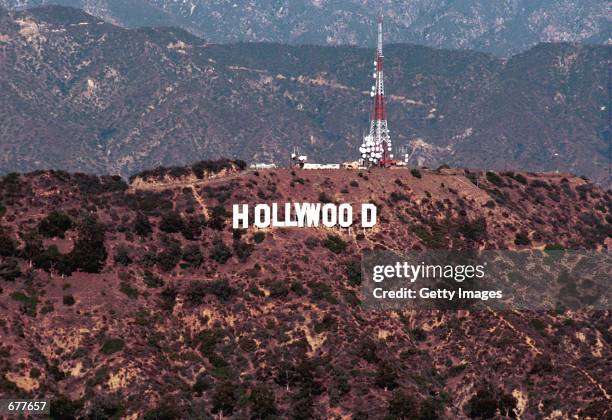 An aerial view of the famous Hollywood sign January 11, 2001 in Hollywood, CA.