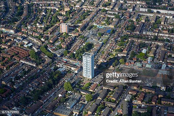 aerail view of the skyline of west ham, london - club in upton park stock pictures, royalty-free photos & images