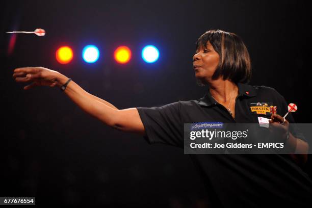 England's Deta Hedman in action in the final of the Women's BDO World Professional Darts Championships