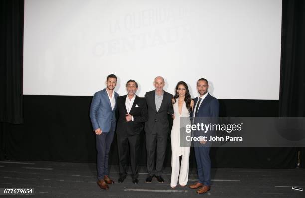 Michel Chauvet, Humberto Zurita, Telemundo President Luis Silberwasser, Sandra Echeverria and Michel Brown attend the Telemundo Screening Of "La...