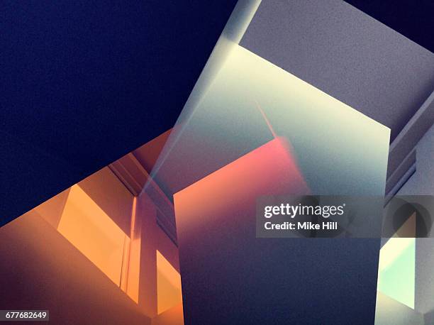 multiexposure image of sunlit room - architecture design stock-fotos und bilder