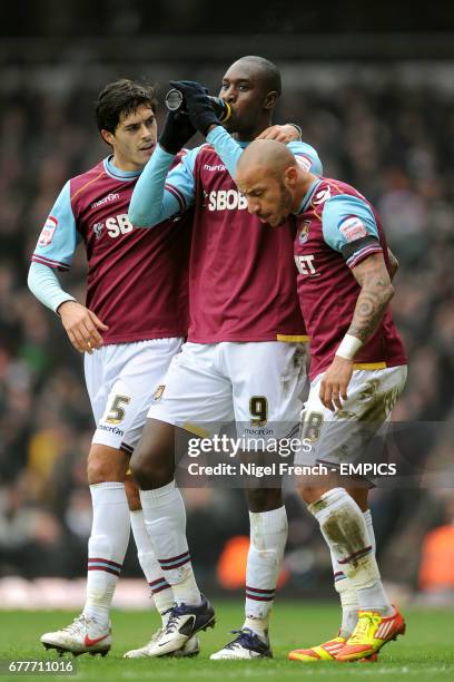 West Ham United's James Tomkins, Carlton Cole and Julien Faubert