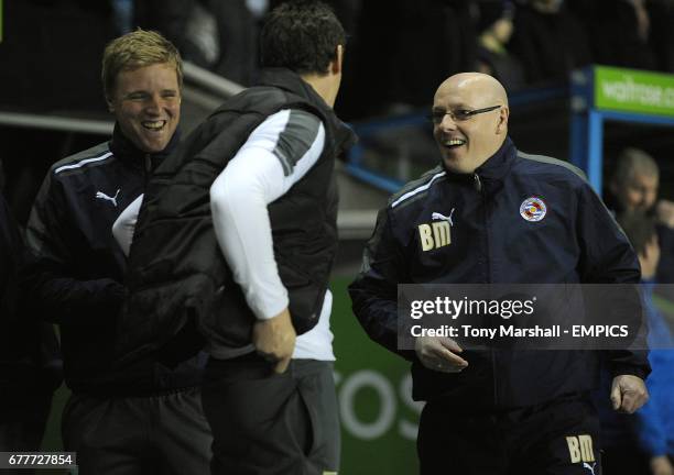 Burnley manager Eddie Howe jokes with Reading manager Brian McDermott prior to kick off