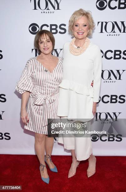 Patti LuPone and Christine Ebersole attend the 2017 Tony Awards Meet The Nominees Press Junket at the Sofitel New york on May 3, 2017 in New York...