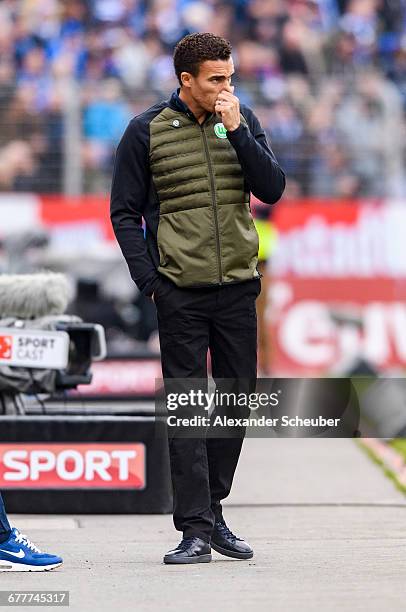 Head coach Valerien Ismael of VfL Wolfsburg reacts during the Bundesliga match between SV Darmstadt 98 and VfL Wolfsburg at Stadion am Boellenfalltor...