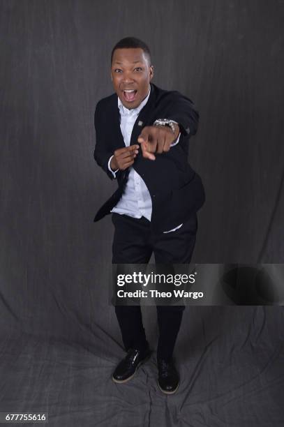 Actor Corey Hawkins poses at the 2017 Tony Awards Meet The Nominees press junket portrait studio at Sofitel New York on May 3, 2017 in New York City.