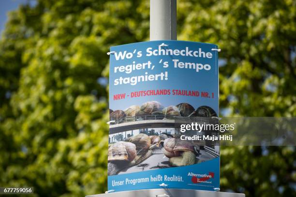 Election campaign billboards of the Alternative for Germany Party is seen ahead of state elections in North Rhine-Westphalia on May 3, 2017 in...