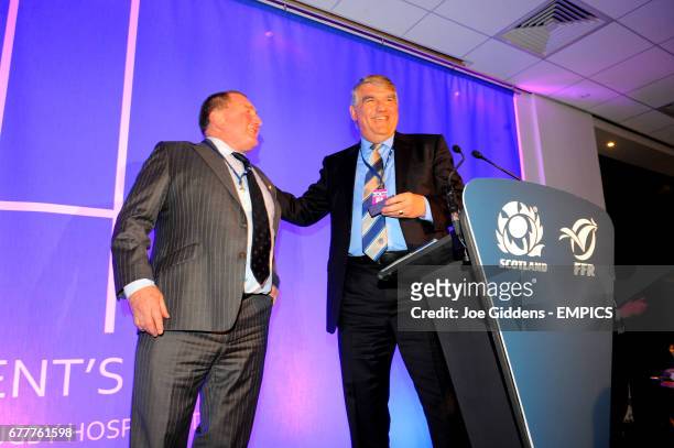 Scottish Rugby President Ian McLauchlan with Sir Moir Lockhead