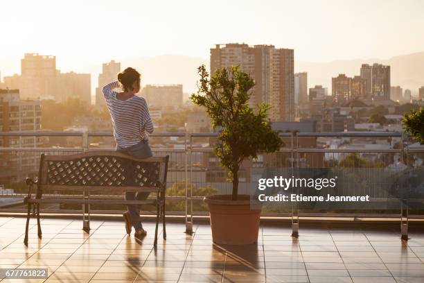 santiago from rooftop, santiago, chile, 2013 - admirer le paysage stockfoto's en -beelden