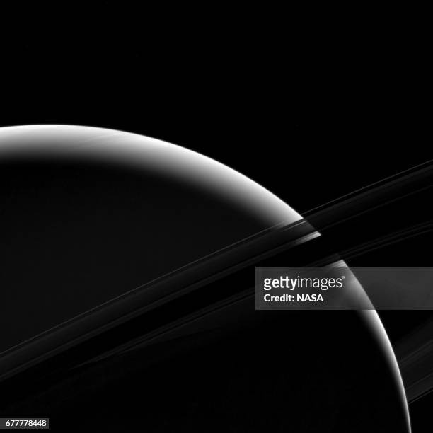 In this handout image provided by the National Aeronautics and Space Administration , Saturn's sunlit face is visible in this view from the vantage...