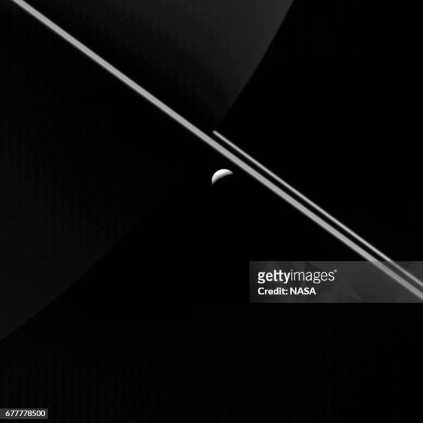 In this handout image provided by the National Aeronautics and Space Administration , looking toward the sunlit side of the rings, Saturn's rings and...