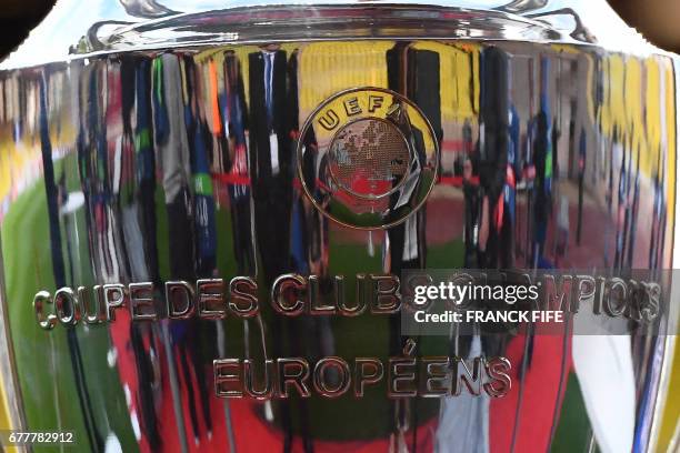 Picture shows the UEFA Champions League trophy ahead of the UEFA Champions League semi-final first leg football match Monaco vs Juventus at the Stade...