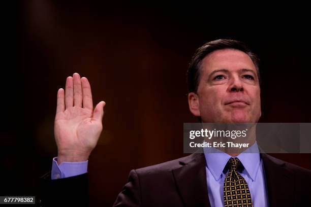 Director of the Federal Bureau of Investigation, James Comey testifies in front of the Senate Judiciary Committee during an oversight hearing on the...