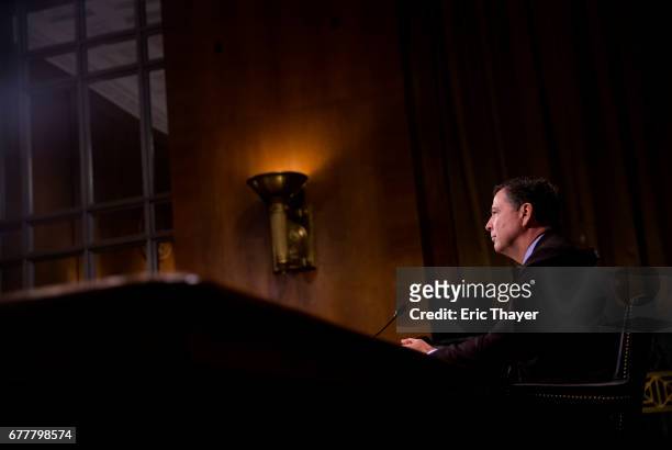 Director of the Federal Bureau of Investigation, James Comey testifies in front of the Senate Judiciary Committee during an oversight hearing on the...