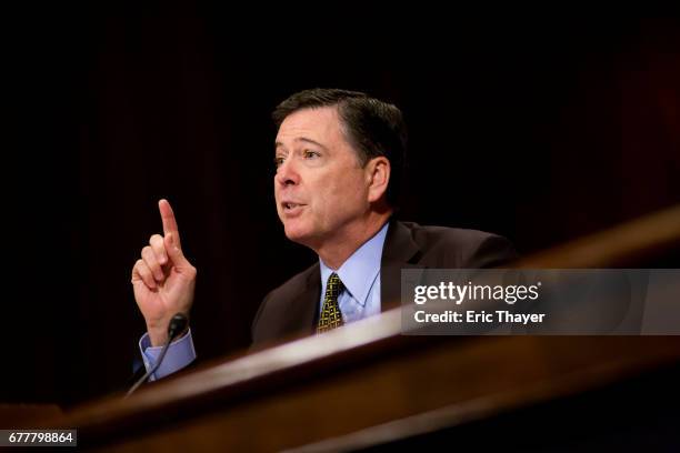 Director of the Federal Bureau of Investigation, James Comey testifies in front of the Senate Judiciary Committee during an oversight hearing on the...