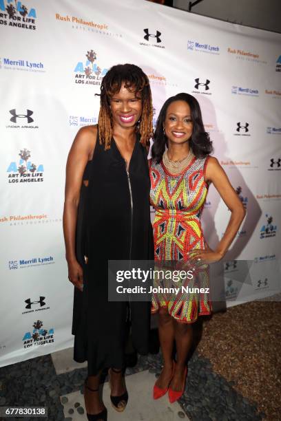 Tangie Murray and Racquel Oden attend the 2nd Annual Art For Life Los Angeles at a private residence on May 2, 2017 in West Hollywood, California.