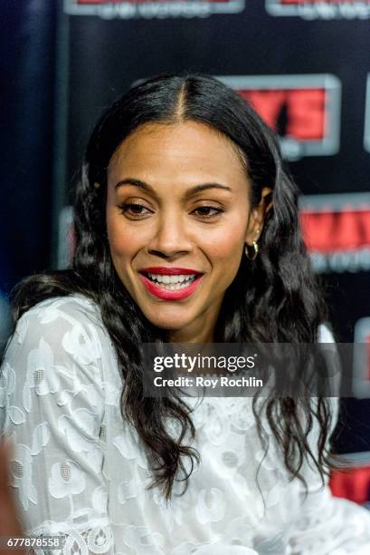 Actress Zoe Saldana visits 'Sway in the Morning' hosted by SiriusXM's Sway Calloway on Eminem's Shade 45 at the SiriusXM Studios onÊon May 3, 2017 in...