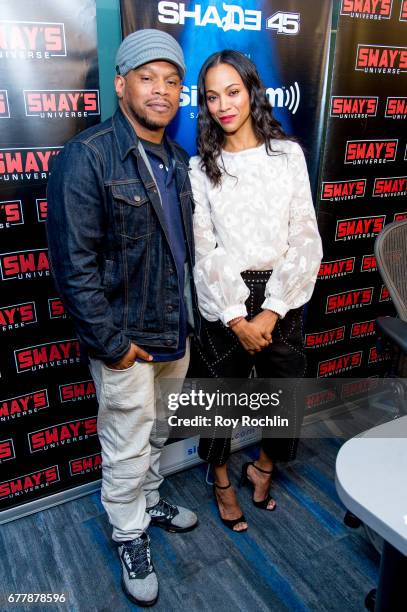 Actress Zoe Saldana visits 'Sway in the Morning' hosted by SiriusXM's Sway Calloway on Eminem's Shade 45 at the SiriusXM Studios onÊon May 3, 2017 in...