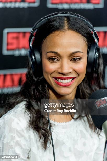 Actress Zoe Saldana visits 'Sway in the Morning' hosted by SiriusXM's Sway Calloway on Eminem's Shade 45 at the SiriusXM Studios onÊon May 3, 2017 in...