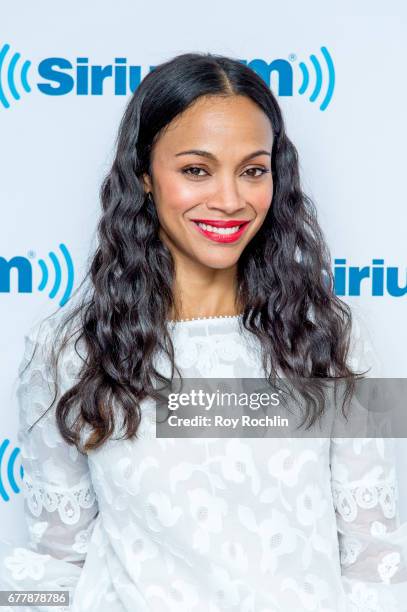 Actress Zoe Saldana visits 'Sway in the Morning' hosted by SiriusXM's Sway Calloway on Eminem's Shade 45 at the SiriusXM Studios onÊon May 3, 2017 in...