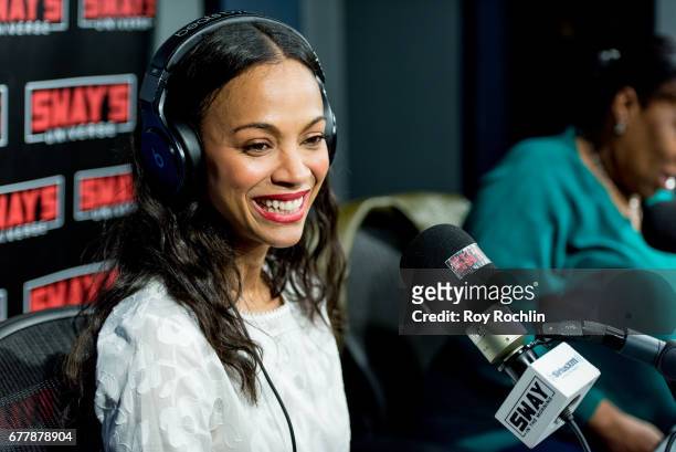 Actress Zoe Saldana visits 'Sway in the Morning' hosted by SiriusXM's Sway Calloway on Eminem's Shade 45 at the SiriusXM Studios onÊon May 3, 2017 in...