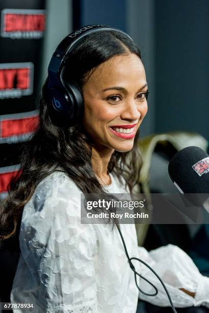 Actress Zoe Saldana visits 'Sway in the Morning' hosted by SiriusXM's Sway Calloway on Eminem's Shade 45 at the SiriusXM Studios onÊon May 3, 2017 in...