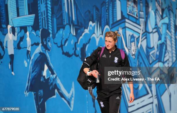 Ellen White of Birmingham City Ladies arrives at City Academy prior to the WSL 1 match between Manchester City Women and Birmingham City Ladies at...