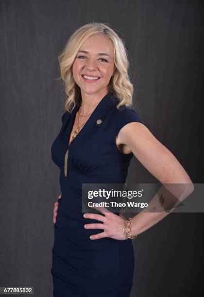 Rachel Bay Jones poses at the 2017 Tony Awards Meet The Nominees press junket portrait studio at Sofitel New York on May 3, 2017 in New York City.