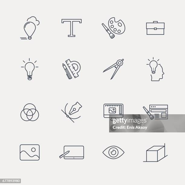 graphic and web design icon set - line series - graphic designer stock illustrations