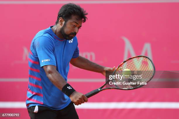 Leander Paes in action during the match between Renzo Olivo from Argentina/Benoit Paire from France and Leander Paes from India/Andre Sa from Brazil...