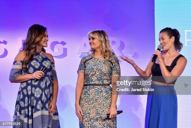Brandi Milloy, Kirbie Johnson and Anna Renderer speak on stage during the POPSUGAR 2017 Digital NewFront at Industria Studios on May 3, 2017 in New...