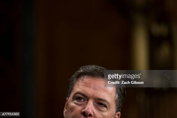Director of the Federal Bureau of Investigation, James Comey testifies in front of the Senate Judiciary Committee during an oversight hearing on the...