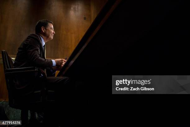 Director of the Federal Bureau of Investigation, James Comey testifies in front of the Senate Judiciary Committee during an oversight hearing on the...