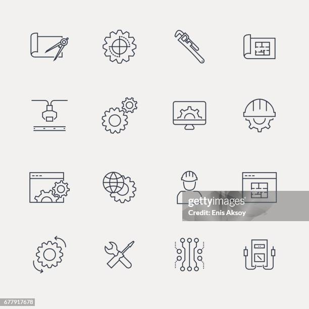 icon set - line series - electric meter stock illustrations