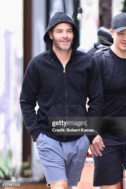 Chris Pine seen out in Manhattan on May 3, 2017 in New York City.