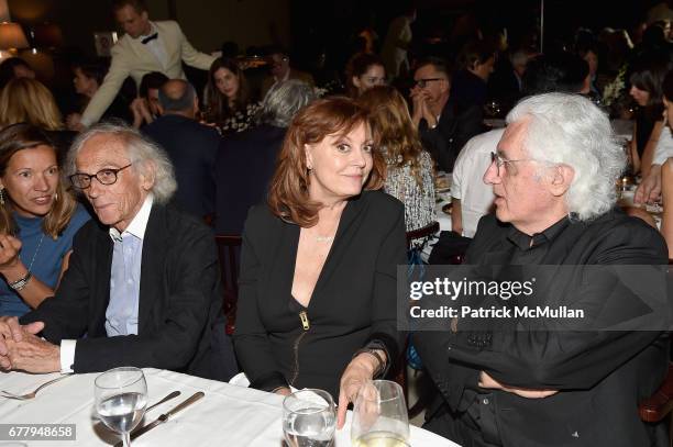 Christo, Susan Sarandon, and Germano Celant attend Galerie Gmurzynska TEFAF NY dinner in honor of Christo honoring Alexandre de Betak on May 2, 2017...