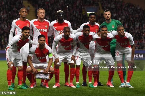 Team of AS Monaco line up during the UEFA Champions League Semi Final first leg match between AS Monaco v Juventus at Stade Louis II on May 3, 2017...