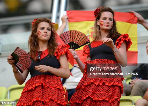 Spain fans in the crowd before the match
