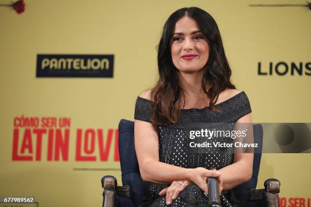 Actress Salma Hayek attends a press conference to promote her new film "How To Be A Latin Lover" at Hotel St. Regis on May 3, 2017 in Mexico City,...