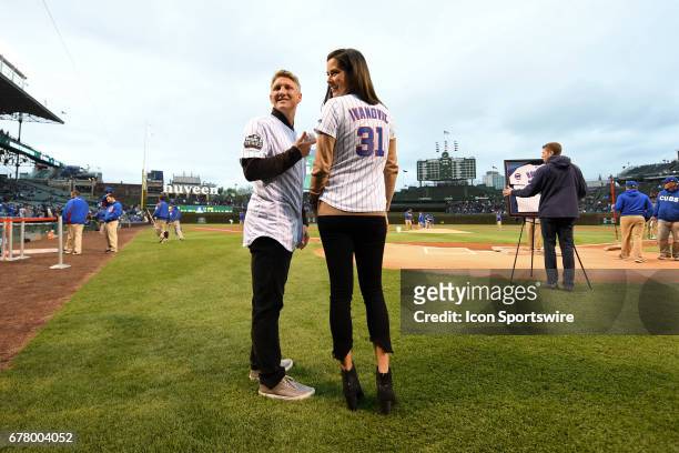 Former French Open tennis champion Ana Ivanovic and Chicago Fire midfielder Bastian Schweinsteiger prior to a game between the Philadelphia Phillies...