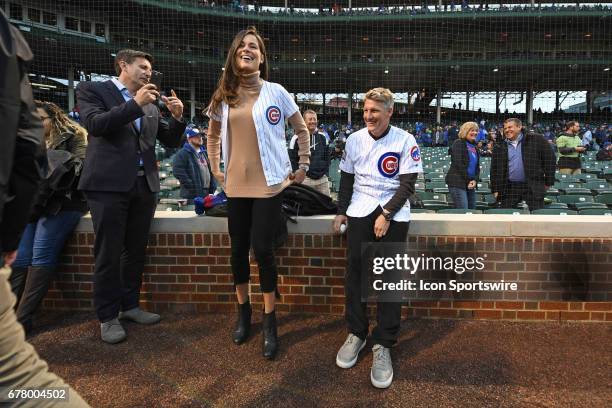 Former French Open tennis champion Ana Ivanovic and Chicago Fire midfielder Bastian Schweinsteiger prior to a game between the Philadelphia Phillies...