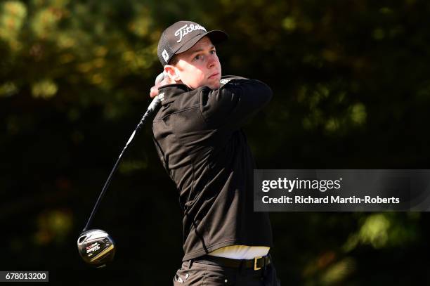 Glen Mowat of Royal Liverpool GC tees off on the 1st hole during the PGA Assistants Championship North Qualifier at Hesketh Golf Club on May 3, 2017...